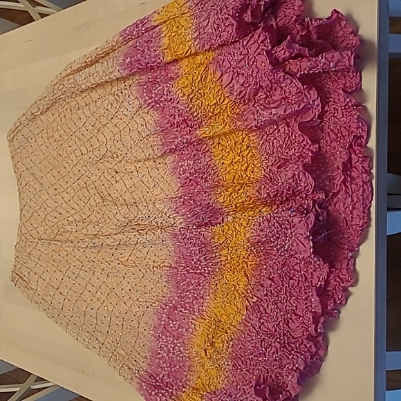 EUC Y2K Casual Studio 100% Silk Sequined Ombre Crinkled Skirt - Picture 11 of 14